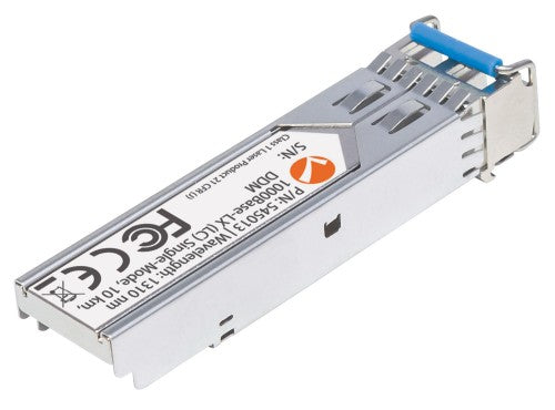 Intellinet Transceiver Module Optical, Gigabit Fiber SFP, 1000Base-Lx (LC) Single-Mode Port, 10km, Wavelength 1310nm, MSA Compliant, Equivalent to Cisco GLC-LH-SM, Ethernet, Fibre, Three Year Warranty