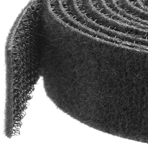 StarTech.com 25ft Hook and Loop Roll - Cut-to-Size Reusable Cable Ties - Bulk Industrial Wire Fastener Tape /Adjustable Fabric Wraps Black / Resuable Self Gripping Cable Management Straps
