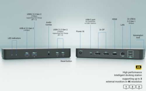 i-tec USB-C Intelligent Triple Display Docking Station + Power Delivery 100W