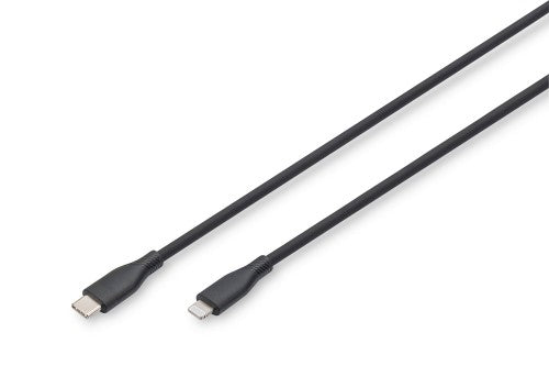 Digitus Lightning silicone connection cable, USB-C - Lightning, 2m, black