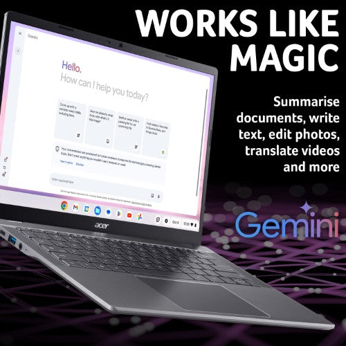 Acer Chromebook Plus 514 CB514-5H Traditional Laptop - Intel Core 5 120U, 8GB, 512GB SSD, Integrated Graphics, 14" WUXGA, Chrome OS, Iron