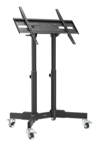 Manhattan Low Height Trolley Mount Stand for TV & Monitors, For screens 37" to 65", VESA compatability: all between 200x200 to 600x400mm - check the dimensions of the four mounting holes on back of screen to ensure it fits, Max 40kg, 45° tilt (tool free),