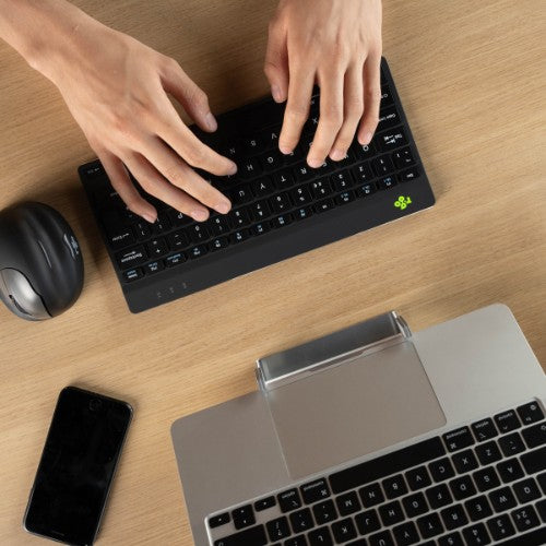 R-Go Tools Ergonomic keyboard R-Go Compact Break, compact keyboard with break software, QWERTY (ES), Bluetooth, black