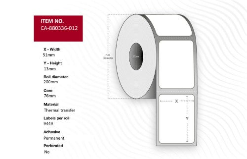 Capture CA-880336-012 printer label White