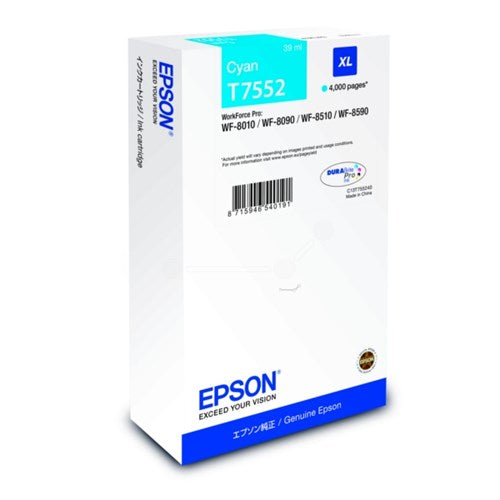 Epson C13T75524N/T7552 Ink cartridge cyan, 4K pages 39ml for Epson WF 6530/8090/8510