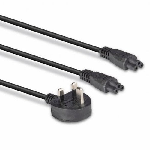 Lindy 2.5m UK 3 Pin Plug To IEC 2 x C5 Splitter Extension Cable, Black