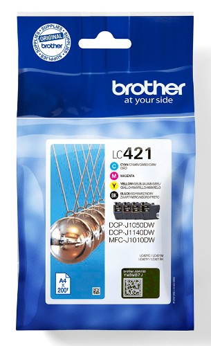 Brother LC-421VAL Ink cartridge multi pack Bk,C,M,Y, 4x200 pages Pack=4 for Brother DCP-J 1050