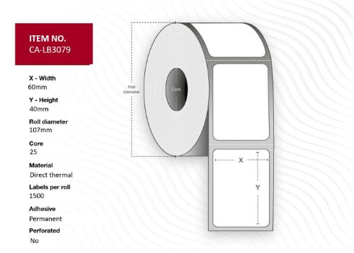 Capture CA-LB3079 printer label White