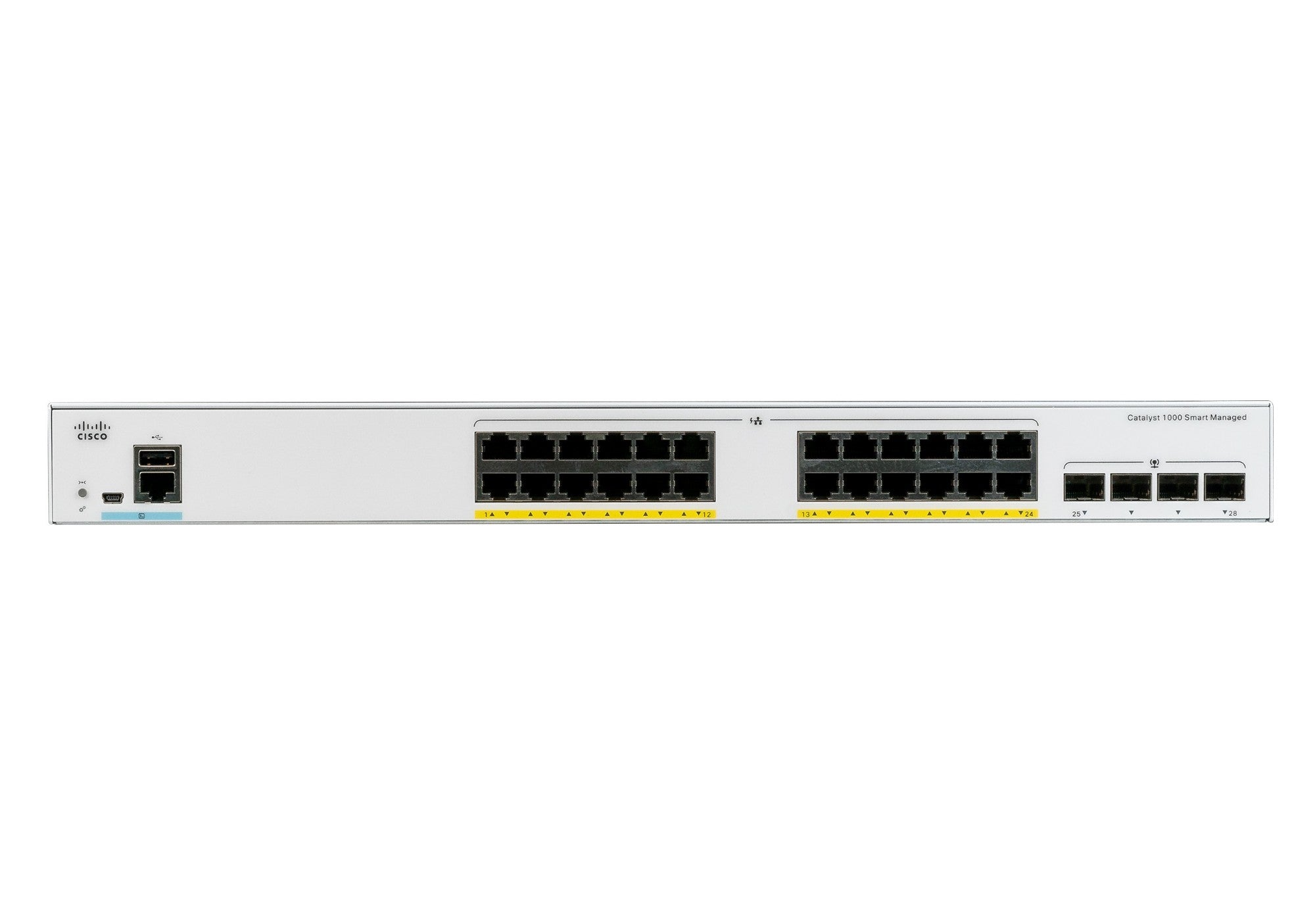 Cisco Catalyst 1000-24T-4G-L Network Switch, 24 Gigabit Ethernet (GbE) Ports, four 1 G SFP Uplink Ports, Fanless Operation, Enhanced Limited Lifetime Warranty (C1000-24T-4G-L)