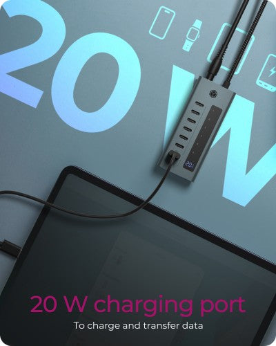 ICY BOX IB-HUB1457-C31 USB 3.2 Gen 1 (3.1 Gen 1) Type-C 10000 Mbit/s Blue, Grey