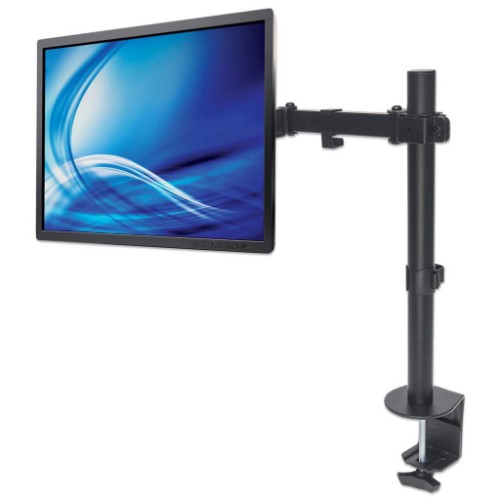 Manhattan Desk Mount for TV & Monitors (Full Motion), For screens 13" to 27", Clamp fitting to desk, VESA compatibility: 75x75mm and 100x100mm - check the dimensions of the four mounting holes on back of screen to ensure it fits, Max 8kg, Bracket, Lifetim