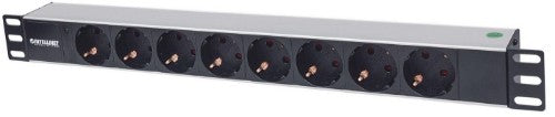 Intellinet 19" 1U Rackmount 8-Output Power Distribution Unit (PDU) EU CEE 7/3 Outlets, With LED Indicator Only, No Surge Protection, Built-in 1.8m Power Cord with EU CEE 7/4 Plug