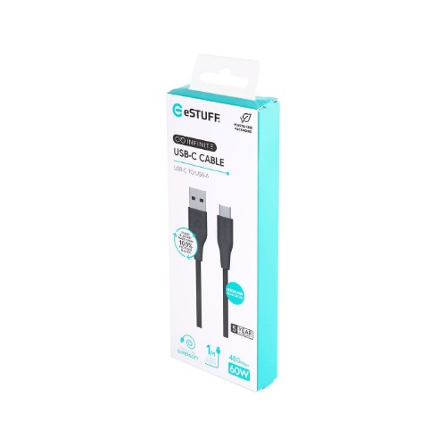 eSTUFF ES605180 USB cable USB 2.0 1 m USB C USB A 60 W Black