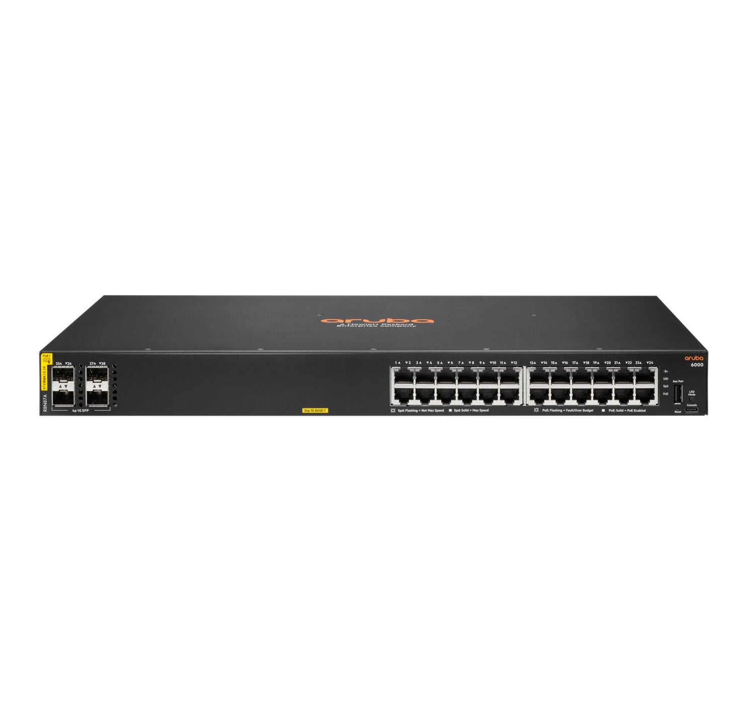 HPE Aruba Networking Aruba 6000 24G Class4 PoE 4SFP 370W Managed L3 Gigabit Ethernet (10/100/1000) Power over Ethernet (PoE) 1U