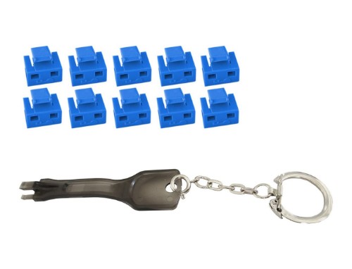 Microconnect MC-RJ45PORTBLOCK-B port blocker Port blocker key RJ-45 Black, Blue 10 pc(s)