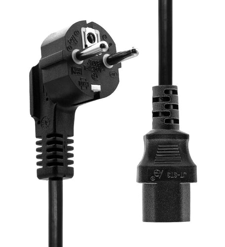 ProXtend Angled Type F (Schuko) to C13 Power Cable, Black 1m