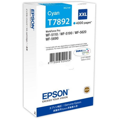 Epson C13T789240/T7892XXL Ink cartridge cyan extra High-Capacity XXL, 4K pages 34,2ml for Epson WF 5110