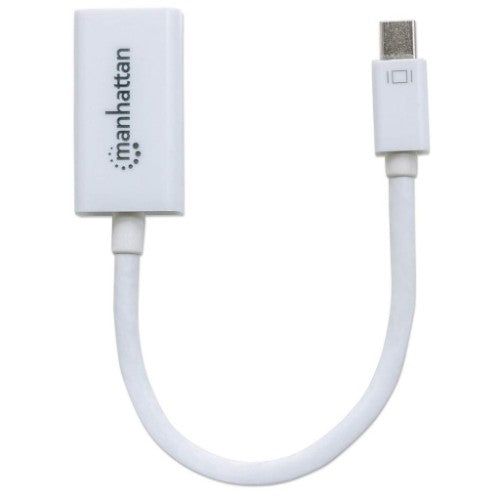 Manhattan Mini DisplayPort 1.2 to HDMI Adapter Cable, 1080p@60Hz, 17cm, Male to Female, White, Not Bi-Directional, Lifetime Warranty