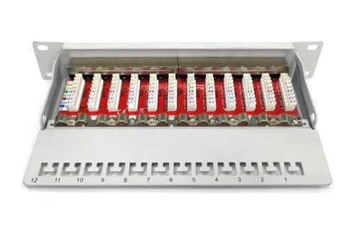 Digitus CAT 6A Patch Panel, shielded, 12-Port, 1HE, 10", grey