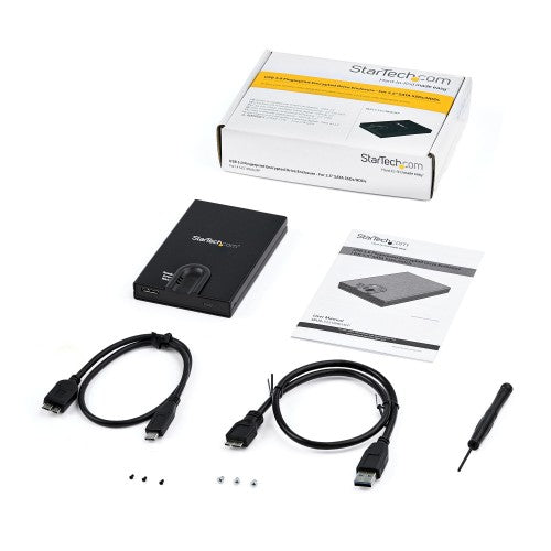 StarTech.com Biometric Enclosure - Encrypted USB 3.0 2.5" SATA Hard Drive Enclosure - Fingerprint/Password Access - 256-bit AES Data Encryption - Secure External USB 3.1 Gen 1 to HDD/SSD