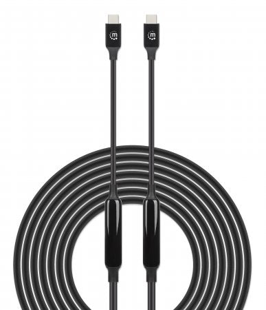 Manhattan USB-C to USB-C Cable, 5m, Active, Male to Male, Black, 10 Gbps (USB 3.2 Gen2 aka USB 3.1), 3A (fast charging), SuperSpeed+ USB, Lifetime Warranty