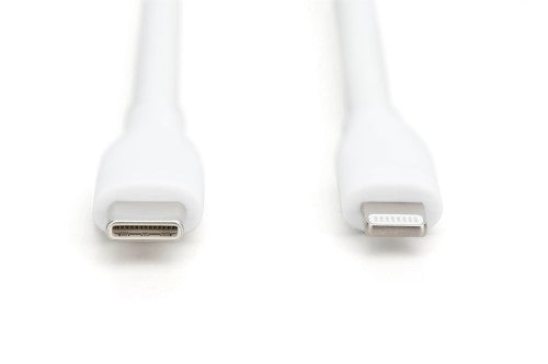 Digitus Lightning silicone connection cable, USB-C - Lightning, 1m, white
