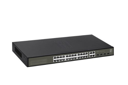 LevelOne Hilbert 28-Port Gigabit Smart Lite Switch, 24 x Gigabit RJ45, 4 x Gigabit SFP/RJ45 Combo