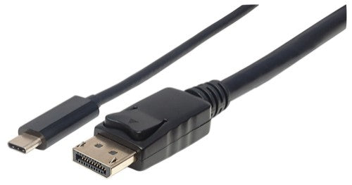 Manhattan USB-C to DisplayPort Cable, 4K@60Hz, 1m, Male to Male, Black, Not Bi-Directional, Three Year Warranty, Equivalent to CDP2DP1MBD