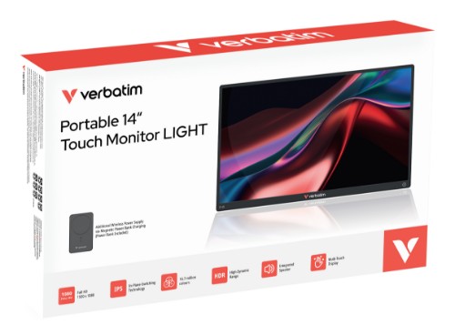 Verbatim Portable Touchscreen Monitor Light 14" Full HD 1080p & Wireless Power Supply