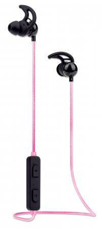 Manhattan Bluetooth In-Ear Headset, Multi Coloured Cable Light, Omnidirectional Mic, Integrated Controls, Ear Hook for Secure Fit, 5 hour usage time (approx), Max Range 10m, Bluetooth v4.0, Rainproof, USB-A charging cable incl, 3 Year Warranty