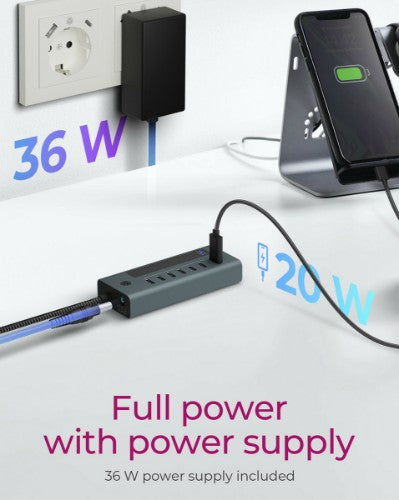 ICY BOX IB-HUB1457-C31 USB 3.2 Gen 1 (3.1 Gen 1) Type-C 10000 Mbit/s Blue, Grey