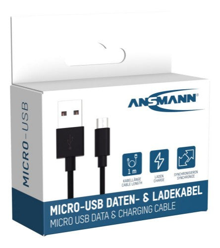 Ansmann 1700-0129 USB cable 1 m USB A Micro-USB B Black