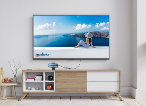 Manhattan USB-C Dock/Hub, Ports (x3): HDMI, USB-A and USB-C, With Power Delivery (100W) to USB-C Port (Note additional USB-C wall charger and USB-C cable needed), HDMI: 4k@60Hz, USB-A: 5 Gbps USB 3.2 Gen1 aka USB 3.0, Universal for all devices, Cable 11cm