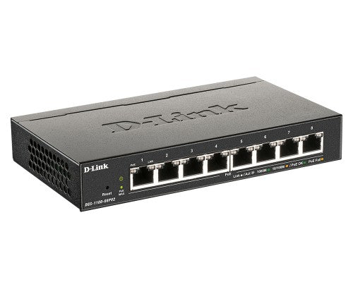 D-Link DGS-1100-08PV2 Managed L2/L3 Gigabit Ethernet (10/100/1000) Power over Ethernet (PoE) Black