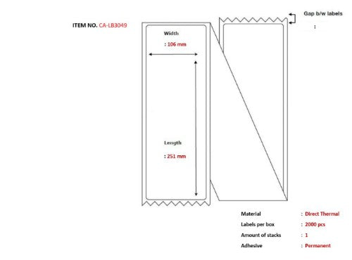 Capture CA-LB3049 printer label White