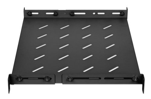 Intellinet 19" Fixed Shelf (adjustable), 1U, 350mm shelf depth, 350 to 550mm adjustable rail depth, Max 20kg, Black, Lifetime warranty