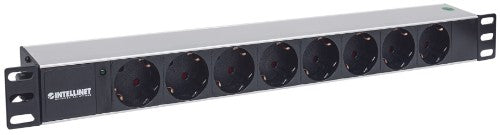 Intellinet 19" 1U Rackmount 8-Output Power Distribution Unit (PDU) EU CEE 7/3 Outlets, With LED Indicator Only, No Surge Protection, Built-in 1.8m Power Cord with EU CEE 7/4 Plug