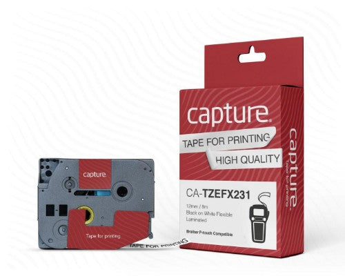 Capture CA-TZEFX231 label-making tape Black on white