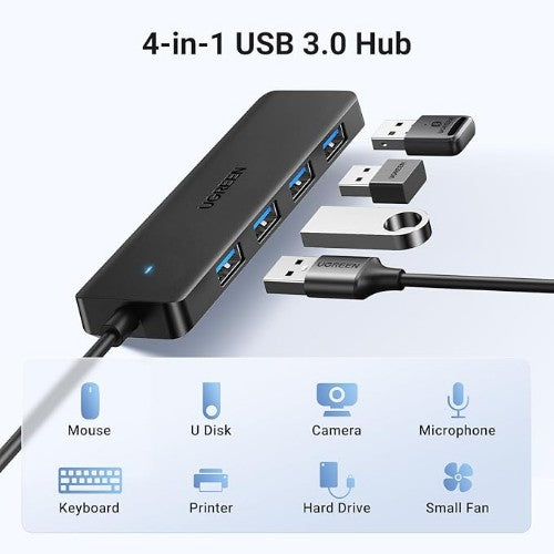 Ugreen USB 3.0 4-PORT HUB USB-A TO 4XUSB Docking USB 3.2 Gen 1 (3.1 Gen 1) Type-A