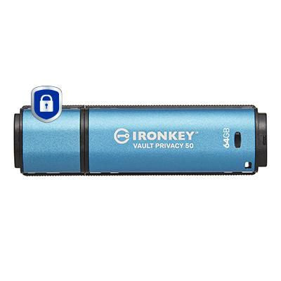 Kingston Technology IronKey 64GB Vault Privacy 50 AES-256 Encrypted, FIPS 197