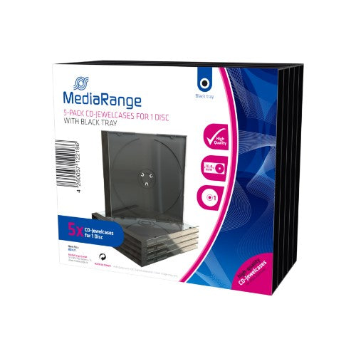 MediaRange BOX31 optical disc case Jewel case 1 discs Black, Transparent