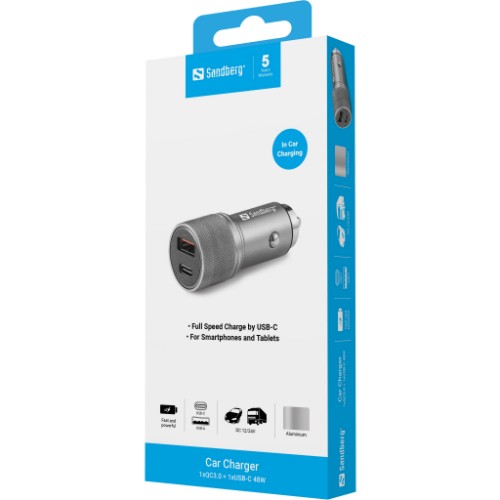 Sandberg Car Charger 1xQC3.0+1xUSB-C 48W