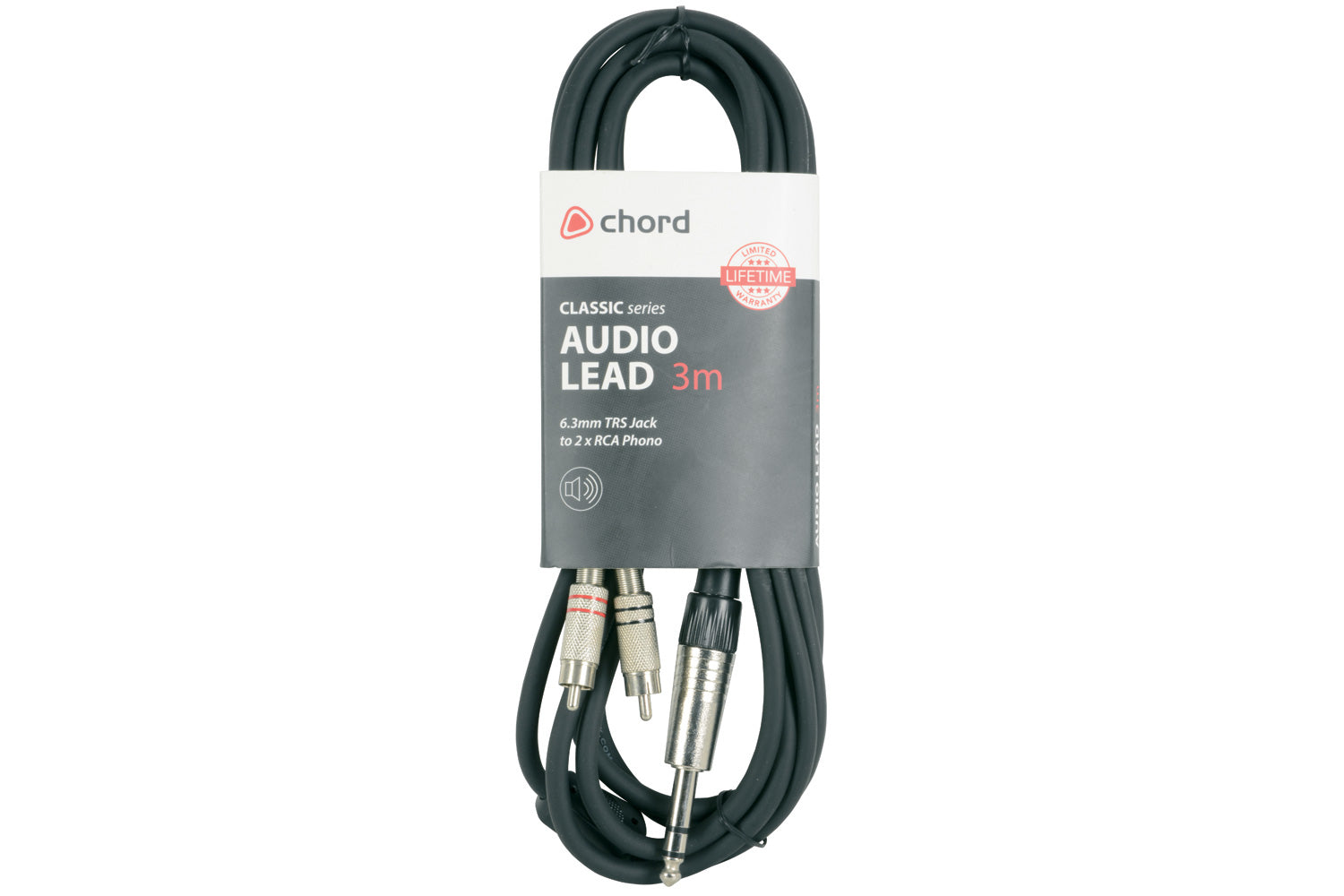 Chord Electronics 190.016UK audio cable 3 m 6.35mm TRS 2 x RCA Black