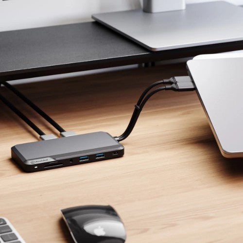 ALOGIC Portable Dock for Mac 10-in-1 with Dual Display 4K 60Hz Support - Dark Grey