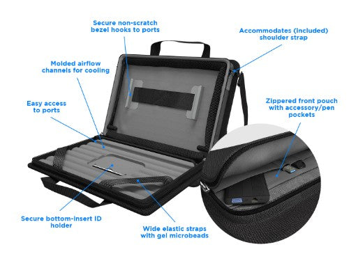 MAXCases Explorer 5 Work-In Case w/Pocket 11" w/ Shoulder Strap (Black)