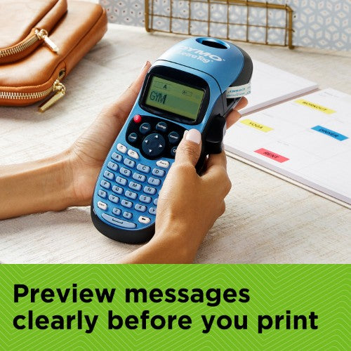 DYMO LetraTag LT-100H Handheld Label Maker | ABC Keyboard Label Printer with Easy-to-Use13 Character LCD Screen | for Home or Office | Blue