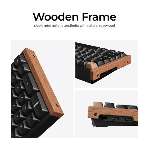 Keychron K4 HE keyboard Universal USB + RF Wireless + Bluetooth Black, Wood