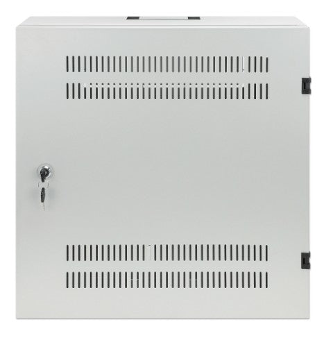 Intellinet Low-Profile 19" Wall Mount Cabinet with 4U Horizontal and 2U Vertical Rails Slim, Space-saving Enclosure with Only 170 mm (6.7 in.) Depth, Ideal for AV, Multimedia and Surveillance Applications, Assembled, Gray RAL 7035