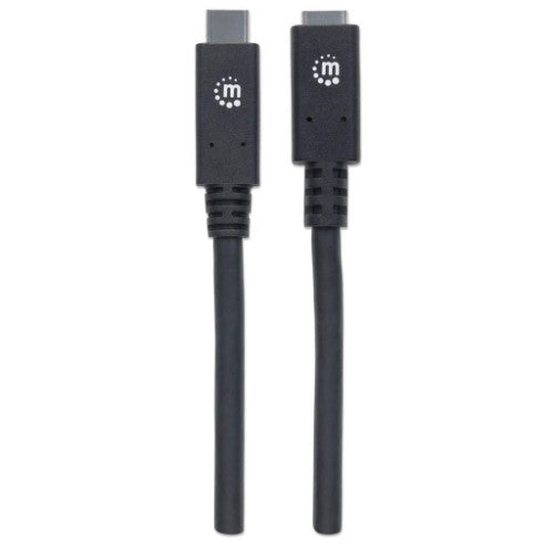 Manhattan USB-C to USB-C Extension Cable, 50cm, Male to Female, 10 Gbps (USB 3.2 Gen2 aka USB 3.1), 5A (super fast charging), SuperSpeed+ USB, Black, Lifetime Warranty