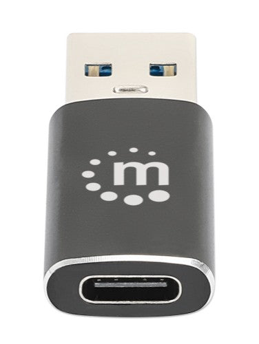 Manhattan USB-C to USB-A Adapter, Female to Male, 10 Gbps (USB 3.2 Gen2 aka USB 3.1), SuperSpeed+ USB, Black, Lifetime Warranty